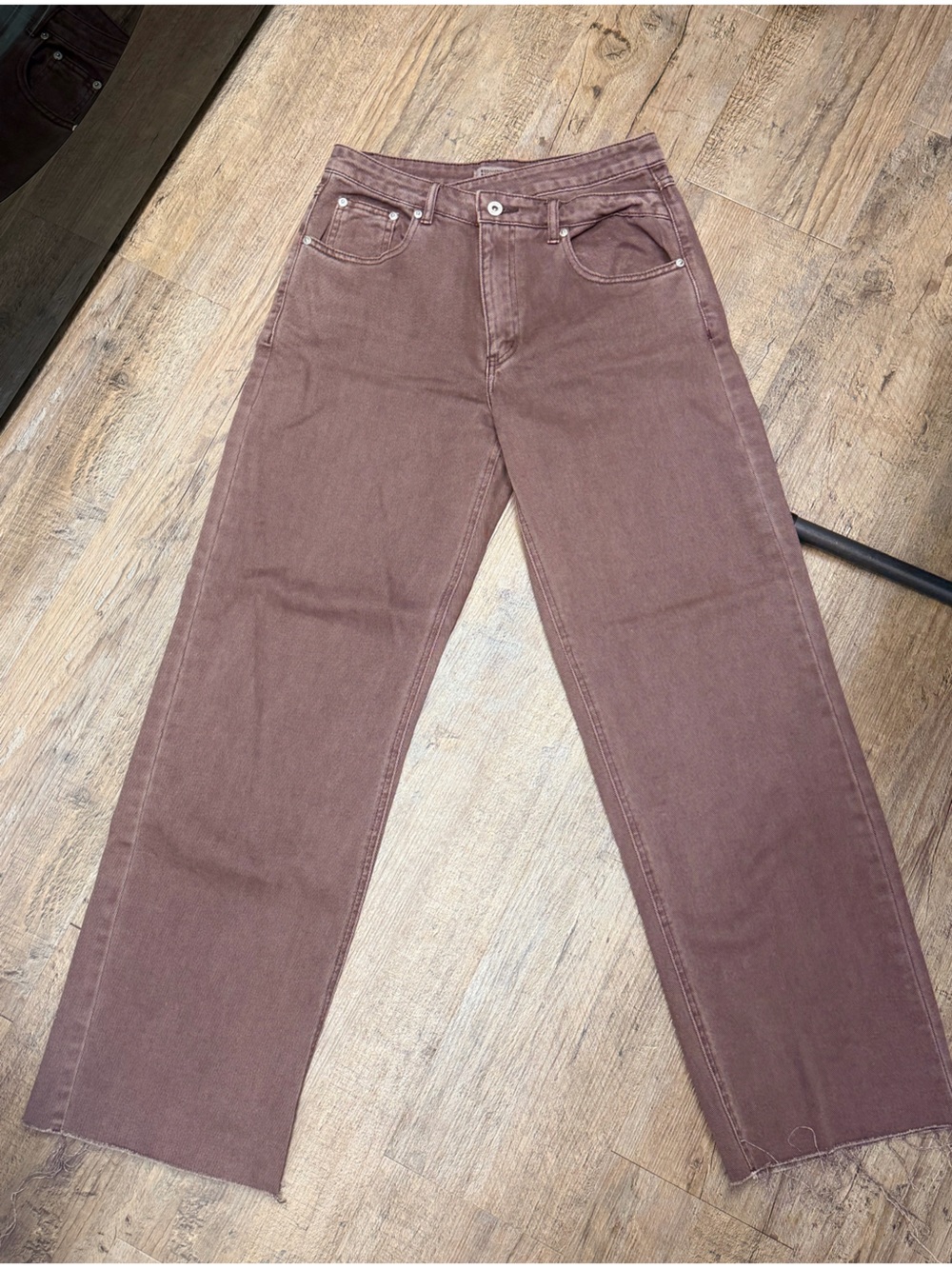 Beginning Boutique Mauve/Brown asymmetrical waist straight Jeans size 6